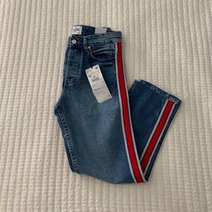 ZARA NWT red stripped boyfriend jeans